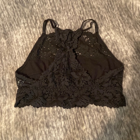 Aerie High Neck Lace Bralette sz S black - Picture 2 of 3